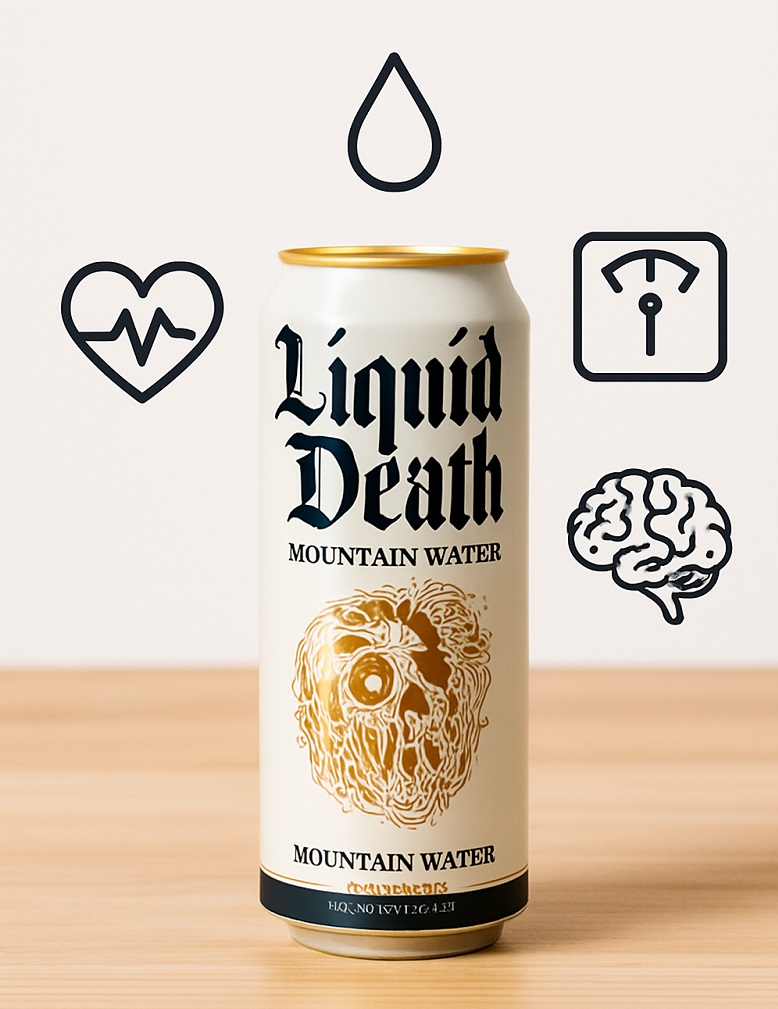 Is Liquid Death good for you? Health benefits of Liquid Death explained with icons