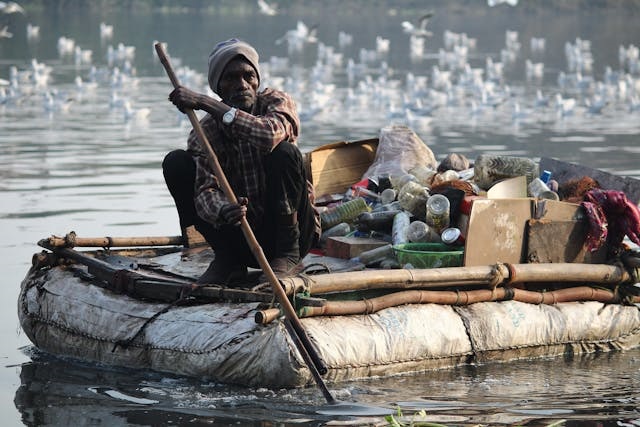 Polluted rivers across the world including Citarum and Ganges showing industrial and plastic waste