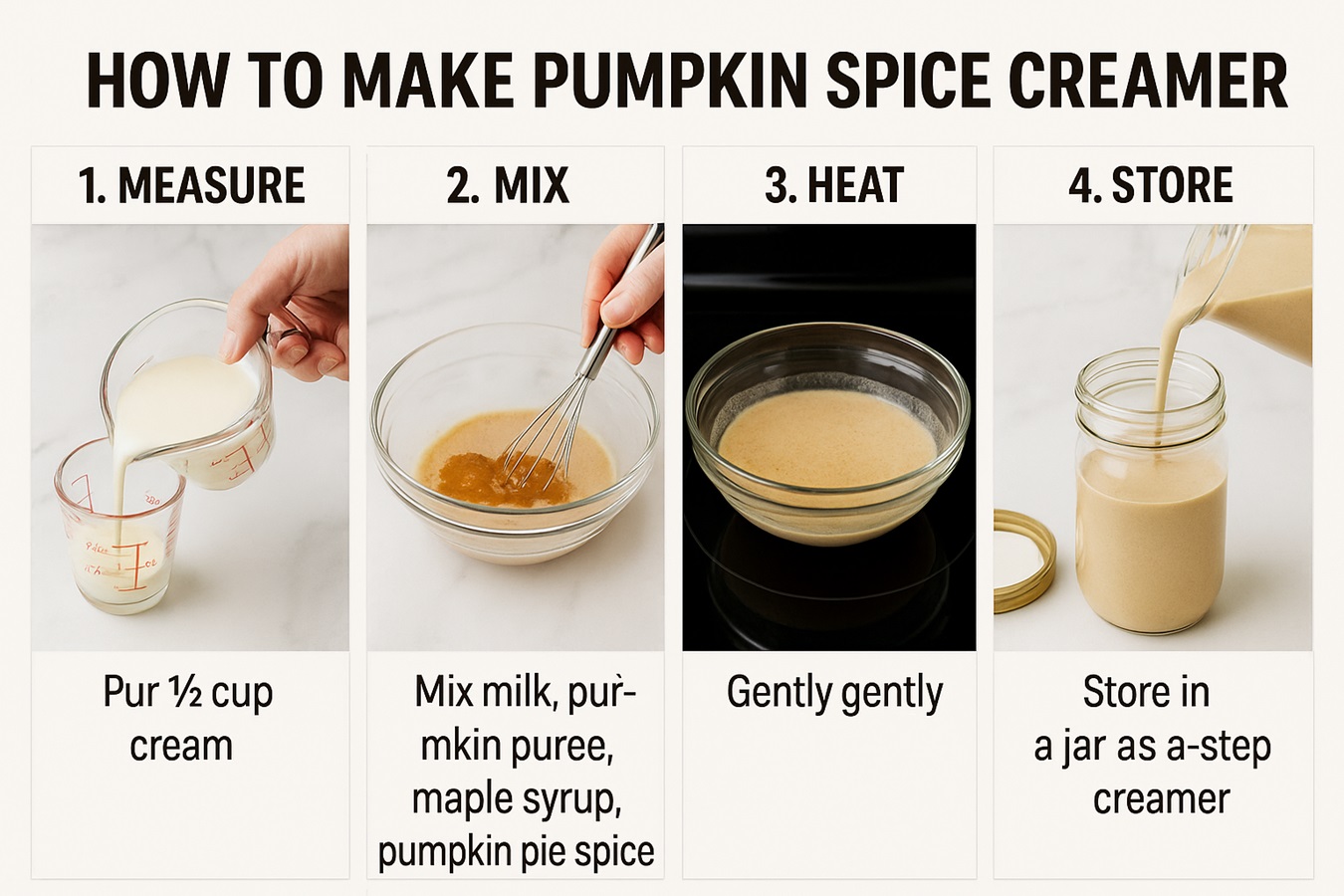 Step-by-step process to make pumpkin spice creamer at home