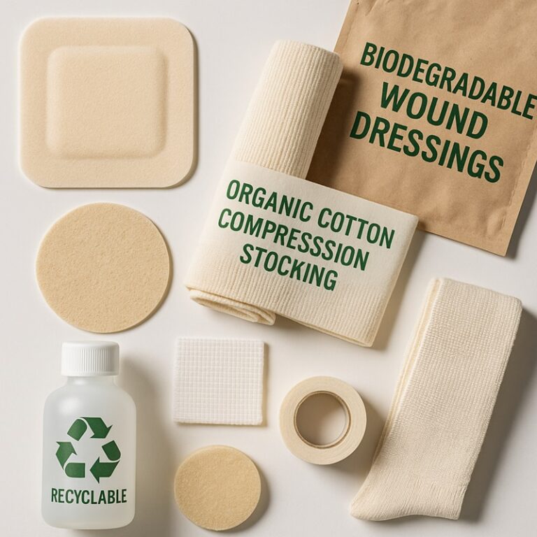 Biodegradable wound dressings and eco-friendly medical supplies for sustainable healthcare.