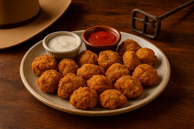 Plate of Rocky Mountain oysters ready for tasting 
