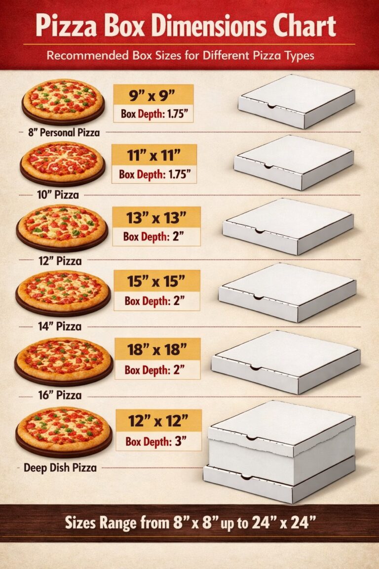 Pizza Box Dimensions & Sizes (Chart): Standard, Deep Dish & Custom
