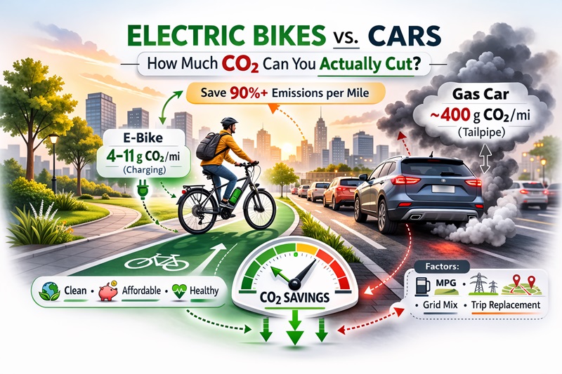 Electric Bikes vs. Cars: How Much CO₂ Can You Actually Cut?